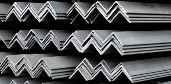 Image of metric carbon steel structural angle stacked