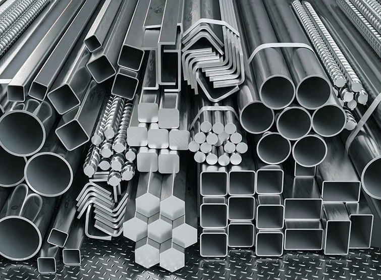 Assorted stainless steel metric metal stacked neatly.